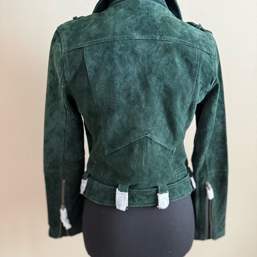 BLANKNYC Emerald Green Suede Moto Jacket NWT Leather Biker Belted XS - Picture 7 of 13